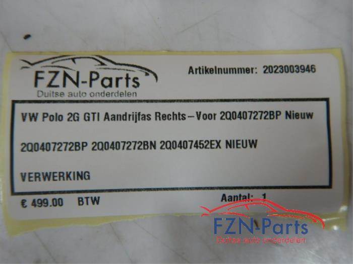 VW Polo 2G GTI Aandrijfas Rechts-voor