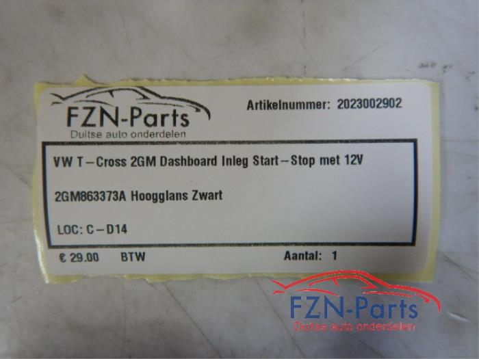 VW T-Cross 2GM Dashboard Inleg Start-Stop met 12V