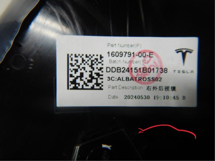 Tesla Model Y (Zij,Buitenspiegel) Spiegel Rechts Inklapbaar