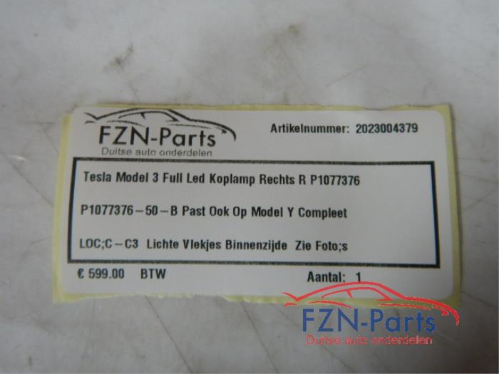 Tesla Model 3 Full LED VOLLED koplamp Rechts R