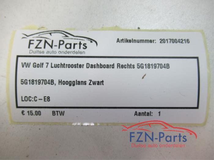 VW Golf 7 Luchtrooster Dashboard Rechts