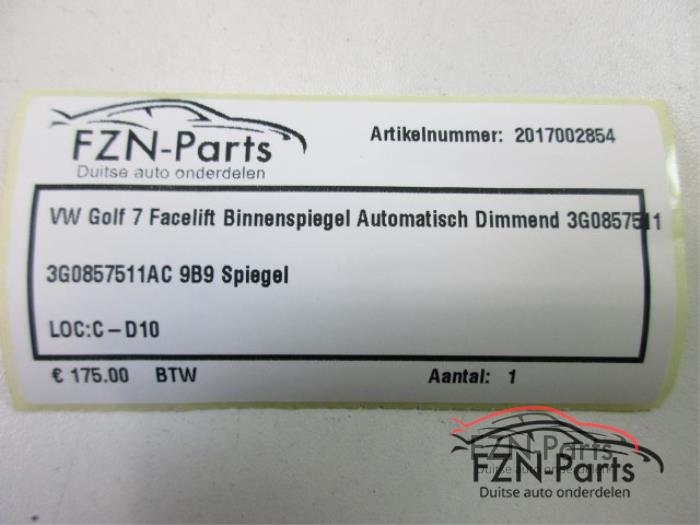 VW Golf 7 Facelift Binnenspiegel Automatisch Dimmend