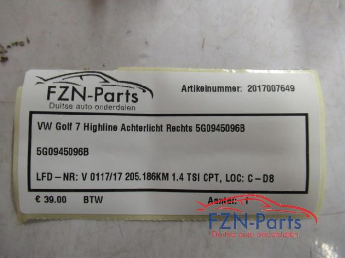 VW Golf 7 Highline Achterlicht Rechts
