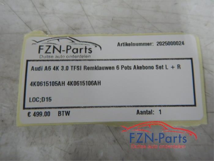 Audi A6 4K 3.0 TFSI Remklauwen 6 pots Akebono Set L + R
