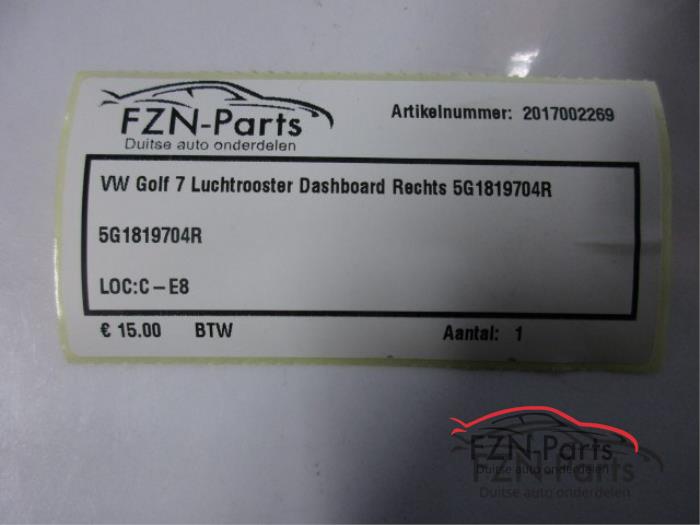 VW Golf 7 Luchtrooster Dashboard Rechts
