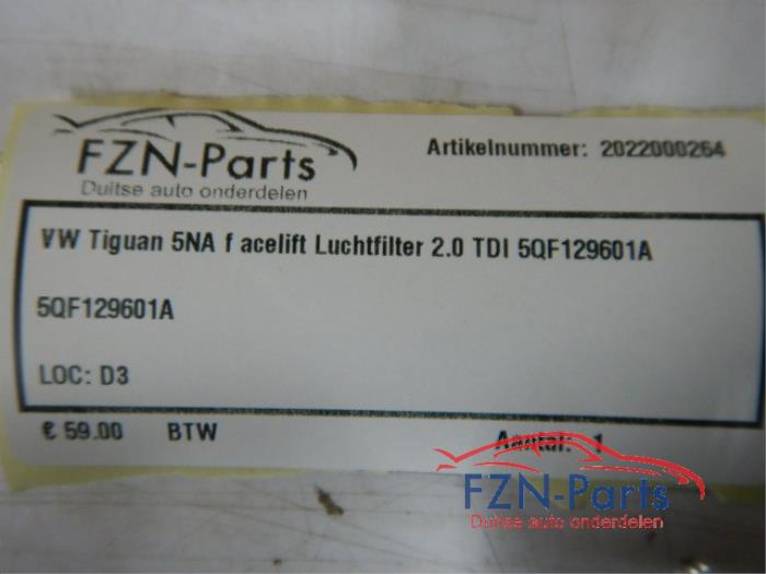 VW Tiguan 5NA Facelift Luchtfilter 2.0 TDI