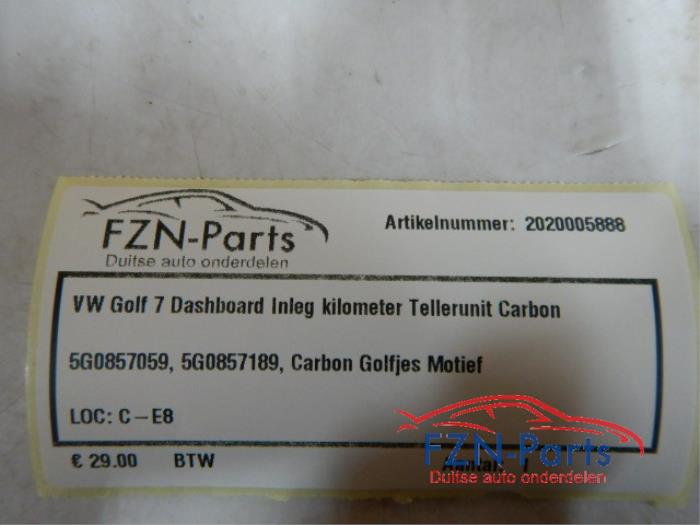 VW Golf 7 Dashboard Inleg Kilometer Tellerunit Carbon