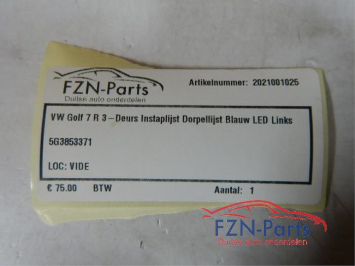 VW Golf 7 R 3-Deurs Instaplijst Dorpellijst Blauw LED Links