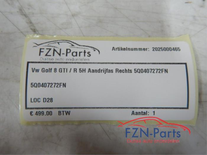 VW Golf 8 GTI/ R 5H Aandrijfas Rechts voor
