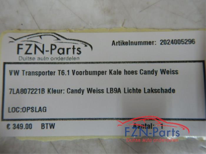 VW Transport T6.1 Voorbumper Kale Hoes Candy Weiss LB9A