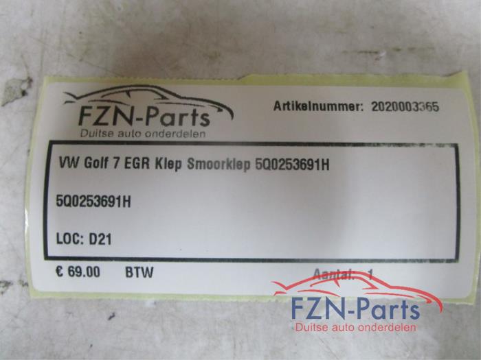 Uitlaatgas smoorklep Volkswagen Golf (22740987)