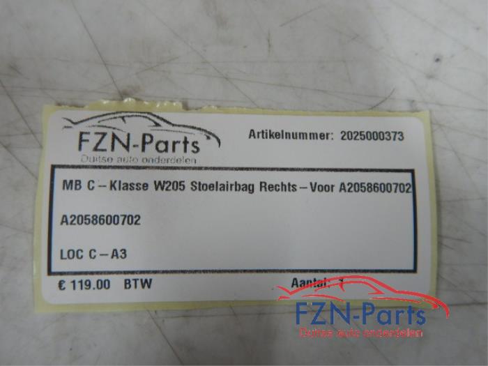 MB C-Klasse W205 Stoelairbag Rechts - Voor