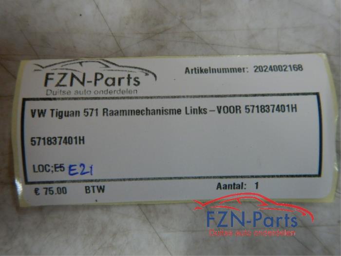 VW Tiguan 571 Raammechanisme Links-voor