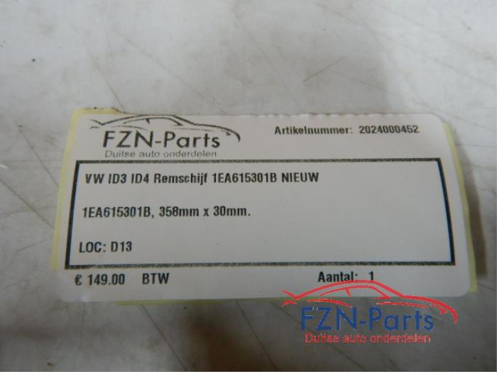 VW ID3 ID4 Remschijf