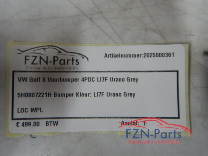 VW Golf 8 Voorbumper 4PDC LI7F Urano Grey