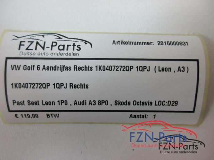 VW Golf 6 Aandrijfas Rechts