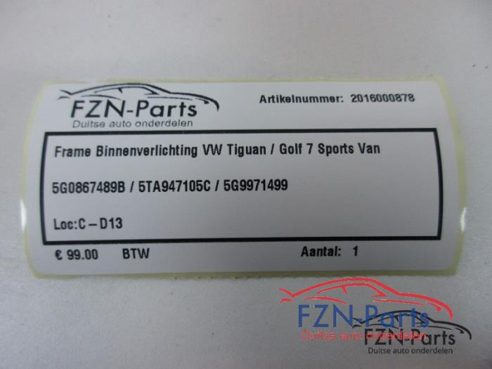 Binnenverlichting voor Volkswagen Golf Sportsvan (22744610)