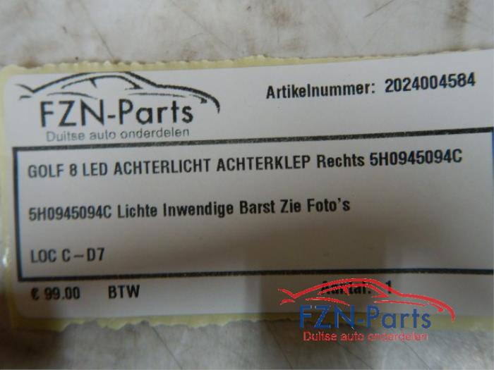 VW Golf 8 LED Achterlicht Achterklep Rechts binnen
