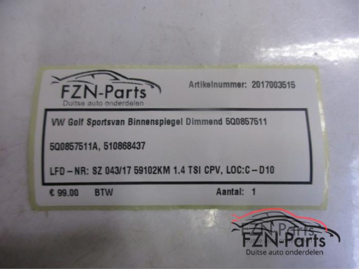 VW Golf Sportsvan Binnenspiegel Dimmend