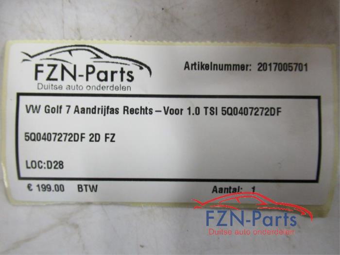 VW Golf 7 Aandrijfas Rechts-Voor 1.0 TSI