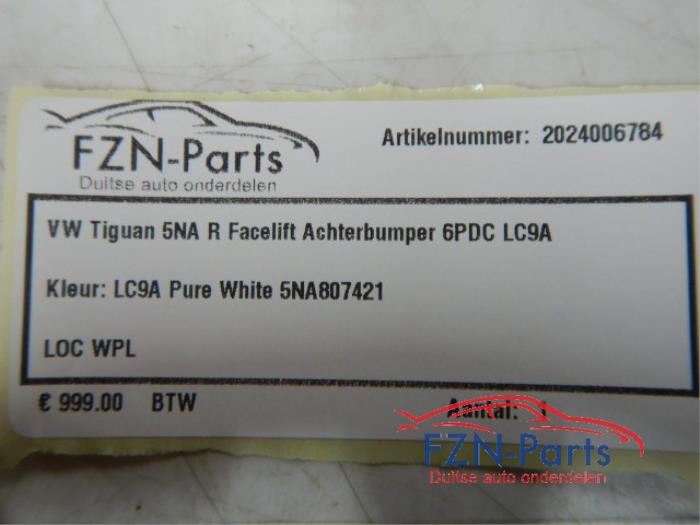 VW Tiguan 5NA Facelift R Achterbumper 6PDC LC9A 5NA807421 Kleur: LC9A Pure White