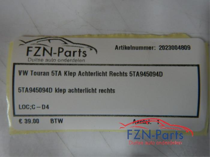 VW Touran 5TA Klep Achterlicht Rechts