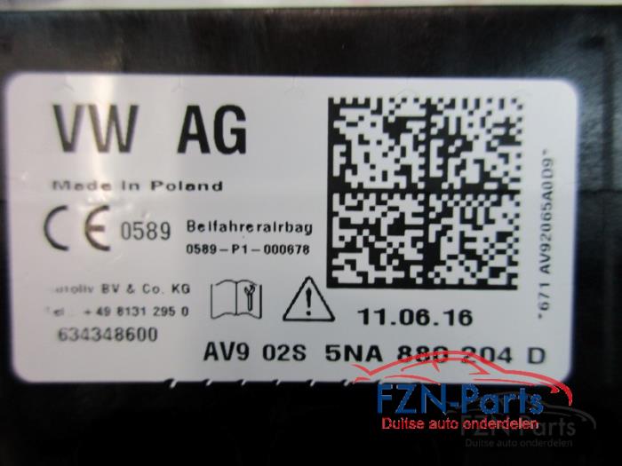 VW Tiguan 2 2016 Airbagset (Airbags Dashboard Airbag Set 5NA 5NB)