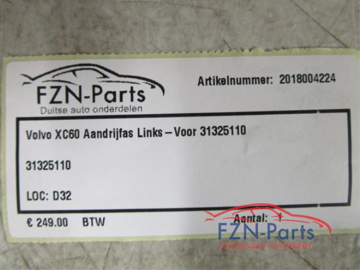 Volvo XC60 Aandrijfas Links-Voor