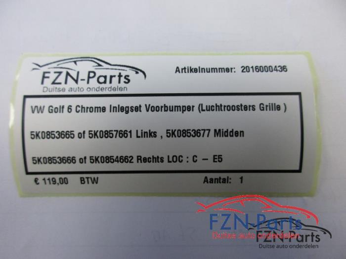 VW Golf 6 Chrome Inlegset Voorbumper ( Luchtroosters Grille )