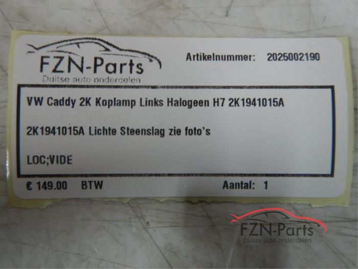 VW Caddy 2K Koplamp Links Halogeen H7