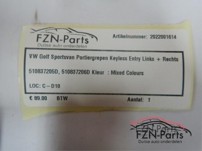 VW Golf Sportsvan Portiergrepen Keyless Entry Links+Rechts