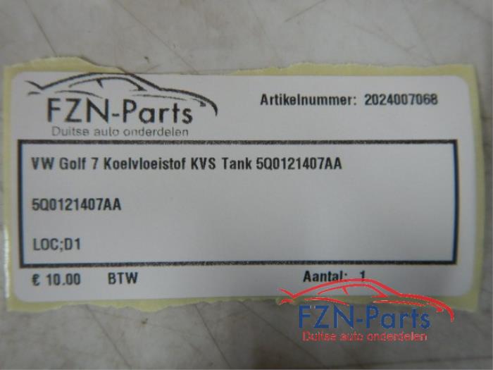 VW Golf 7 Koelvloeistof KVS Tank