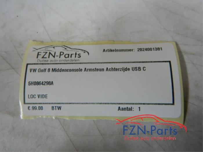 VW Golf 8 Middenconsole Armsteun Achterzijde USB-C