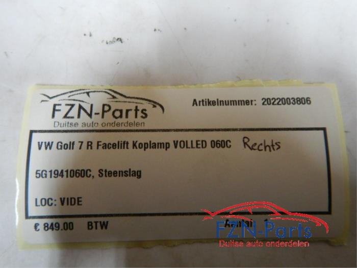 VW Golf 7 R Facelift Koplamp VOLLED 060C Rechts