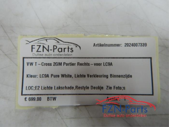 Portier 4Deurs rechts-voor Volkswagen T-Cross (22723012)