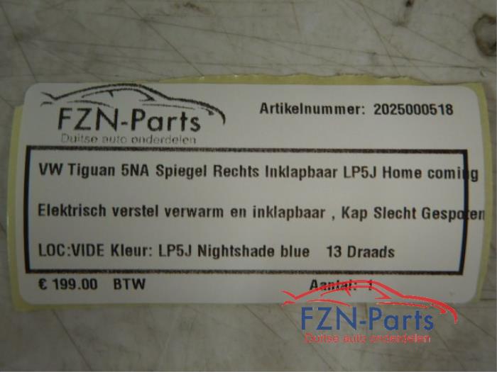 VW Tiguan 5NA Spiegel Rechts LP5J