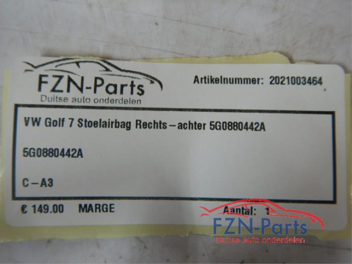 VW Golf 7 Stoelairbag Rechts-achter