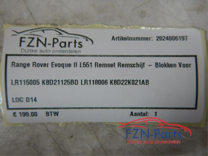 Remschijf + blok voor Landrover Evoque (22741521)