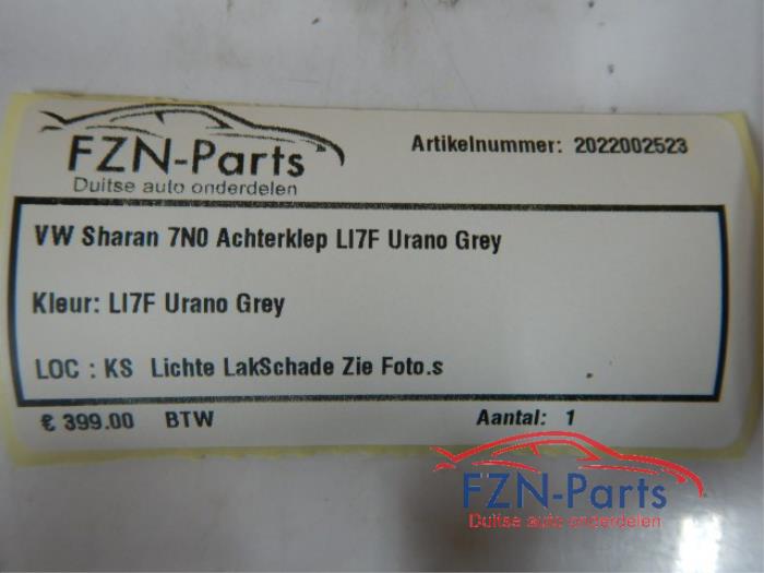 VW Sharan 7NO Achterklep LI7F Urano Grey Kleur: