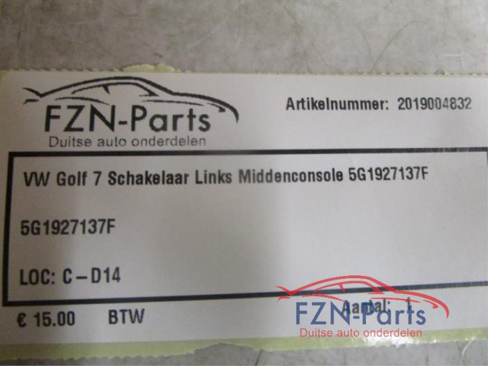 VW Golf 7 Schakelaar Links Middenconsole