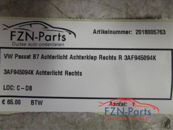 VW Passat B7 Achterlicht Achterklep Rechts R