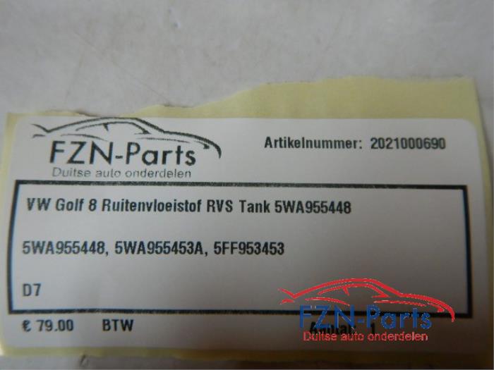 VW Golf 8 Ruitenvloeistof RVS Tank