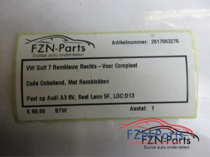 VW Golf 7 Remklauw Rechts-voor Compleet