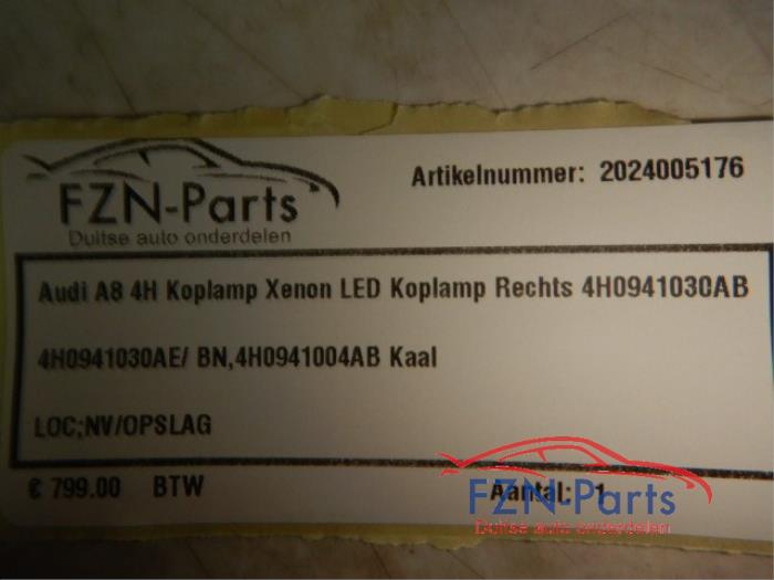Audi A8 4H Koplamp Xenon LED Rechts Kaal