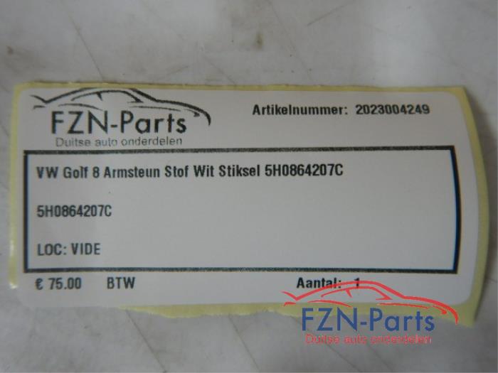 VW Golf 8 Armsteun Stof Wit Stiksel