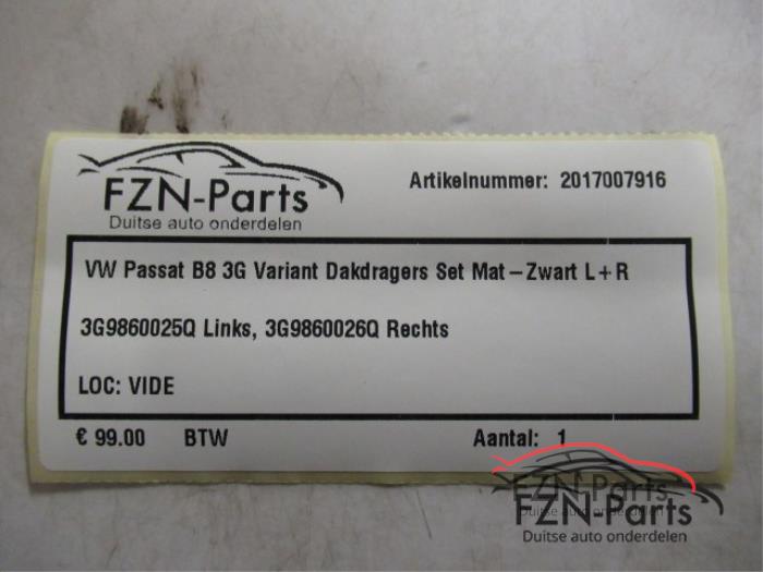 VW Passat B8 3G Variant Dakdragers Set Mat-Zwart Links + Rechts