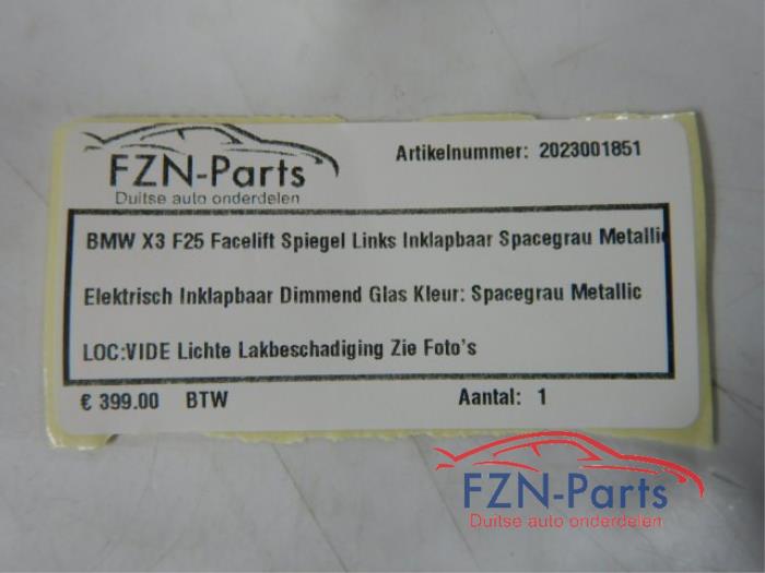 BMW X3 F25 Facelift Spiegel Links Inklapbaar Spacegrau Metallic