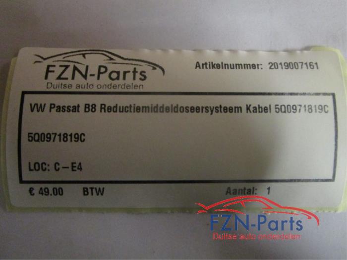 VW Passat B8 Reductiemiddeldoseersysteem Kabel