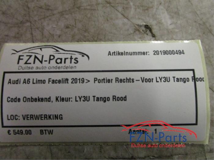 Audi A6 4K5 sedan limo 2019> Portier Rechts-Voor