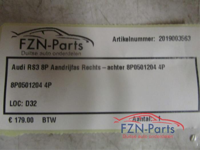 Audi RS3 8P Aandrijfas Rechts-Achter